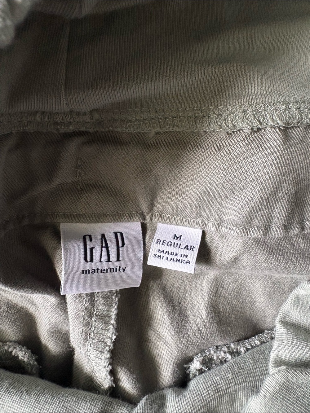 GAP Maternity Pants w/Drawstring Olive Gray Knit Cotton Blend Size Medium - Picture 5 of 5